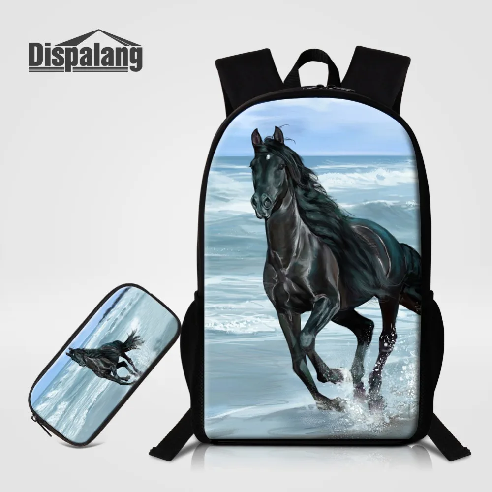 

Custom Logo Backpack Horse Unicorn Sublimation Printing School Bags For Children Painting Schoolbag Girl Fox Bookbag 2PCS Set