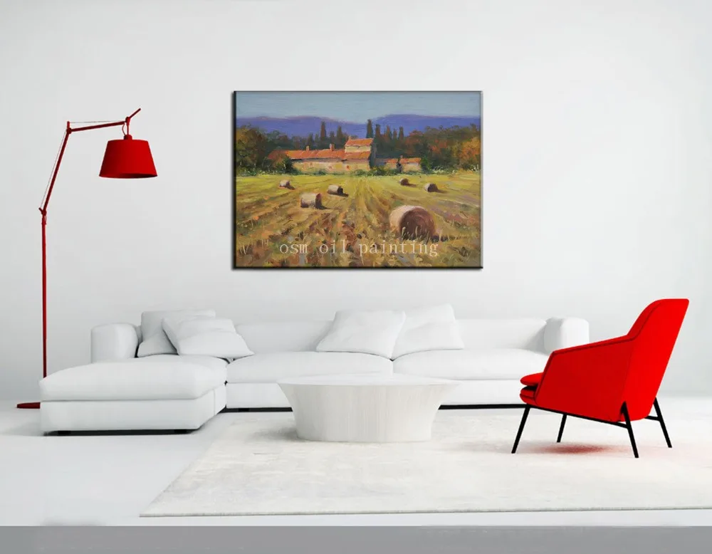 

Handmade Abstract Wall Artwork Hang Canvas Picture Farm House Handpainting Tuscan Farm Landscape Countryside Knife Oil Paintings