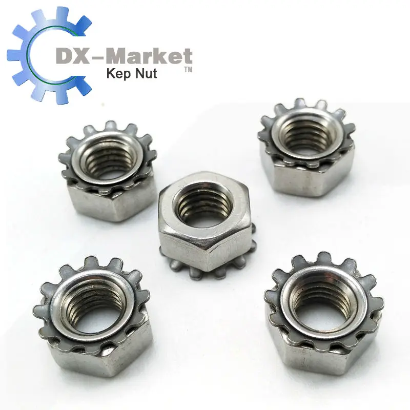 M3 , 50pcs , K type Hex Serrated Nut , 304 Stainless Steel Metric KepNuts China Manufacturer,B014