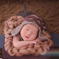 ❤Accesorios de fotografía para recién nacidos, gorro de la Fuerza Aérea para estudio, accesorio de fotografía para bebés y niños, gorro de punto de estilo piloto