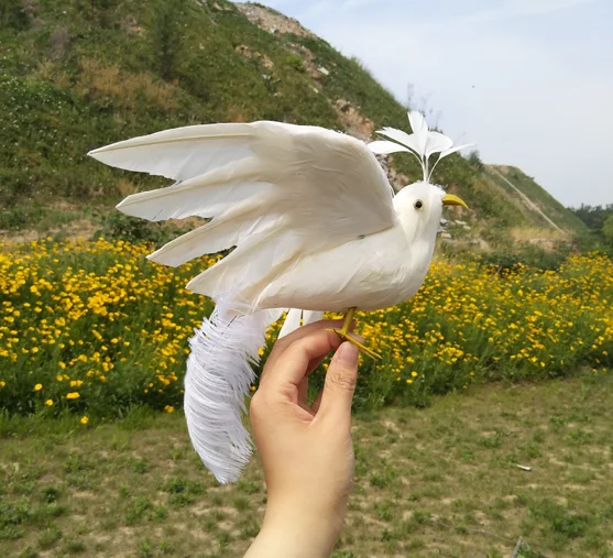 20x28cm white feathers Phoenix artificial bird model handicraft,prop,home garden decoration gift p2810