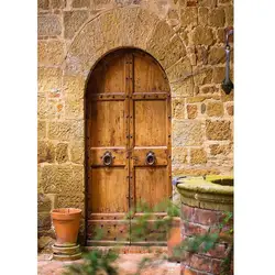 Wooden Door Brick Wall Vinyl Photo Background Scenic Computer Printed Photography Backdrops Photocall Photo for Camera Photo