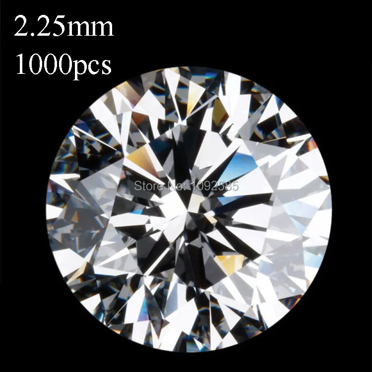 Wholesale 1000 pcs/lot 2.25 mm  Cubic Zirconia white round perfect cut CZ stone high temperature resistance