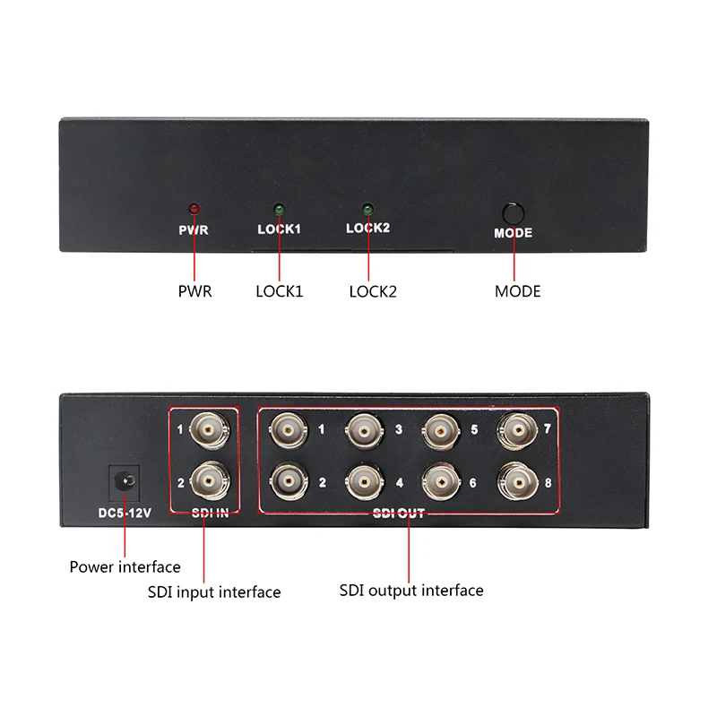 SDI Matrix 2x8  SDI  Switch  2 To 8 Converter  for 3G HD SD Monitor Security Camera CCTV Video