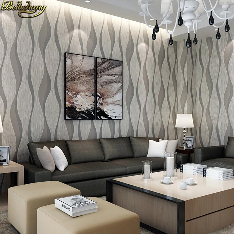 beibehang Modern Simple Wave Curve Striped 3D Carving Wallpaper Living Room Bedroom Restaurant Background papel de parede