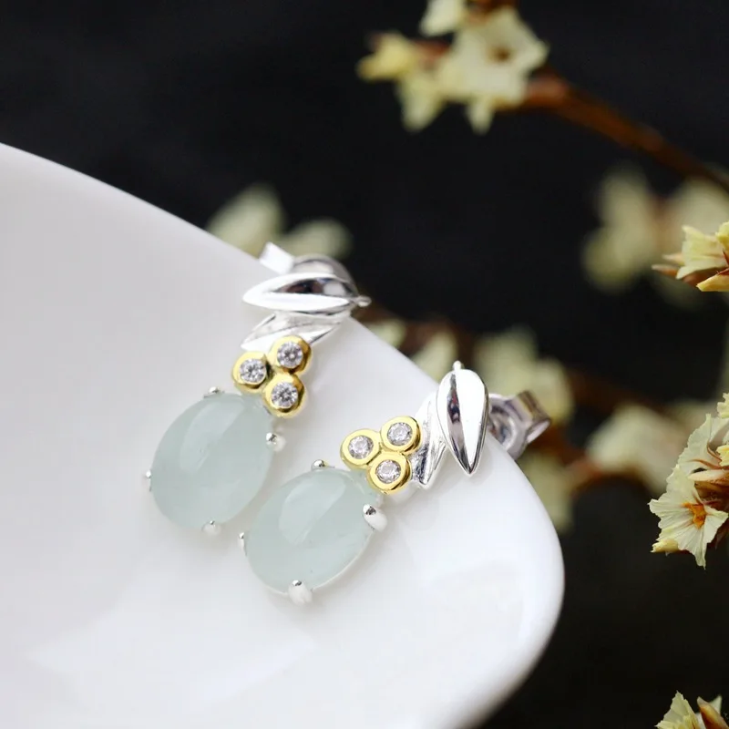 

925silver Handmade with natural sea studs Female fashionr earrings