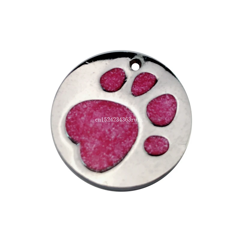 200 pcs pet ID tag dog cat tags footprints dog identity tags gulitter name tag 25MM diameter wholesale