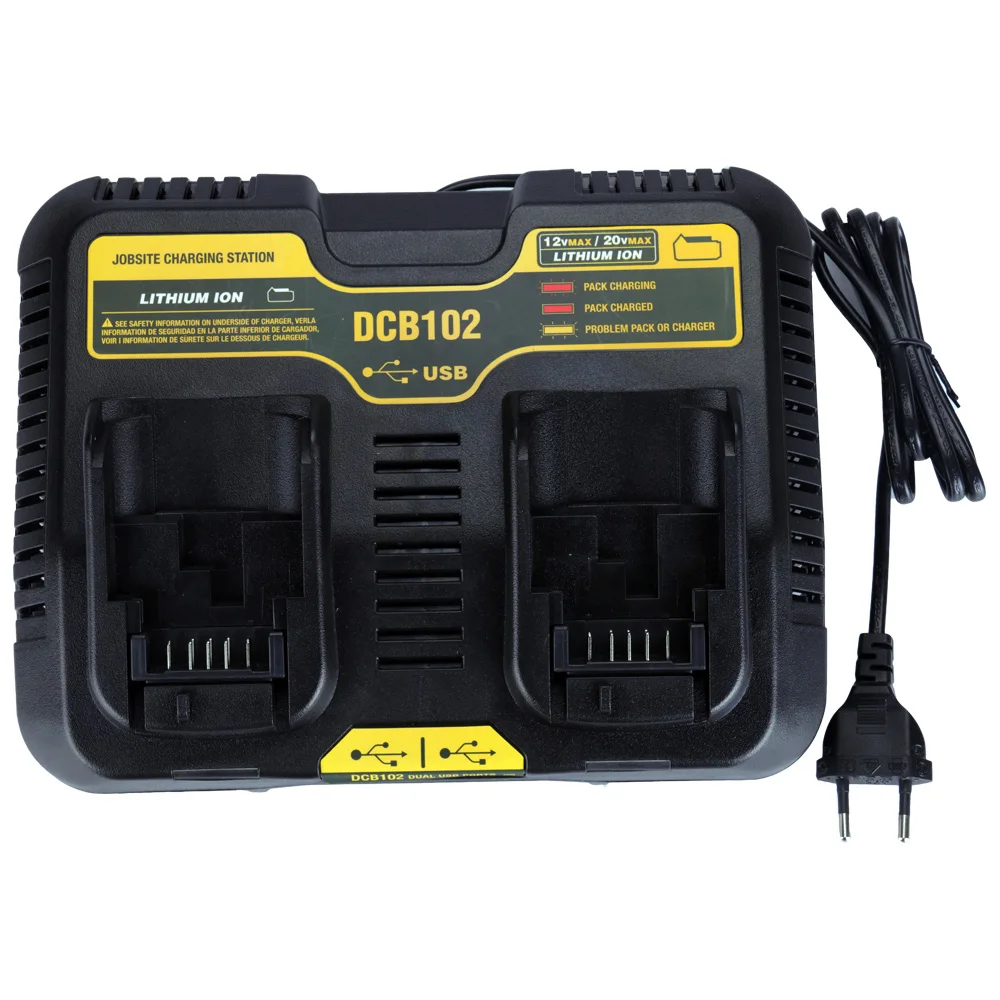 DCB102 Double Li-ion Battery Charger USB 5V for Dewalt 12V 14.4V 18V 20V DCB101 DCB200 DCB140 DCB105 DCB200 DCB201 DCB203