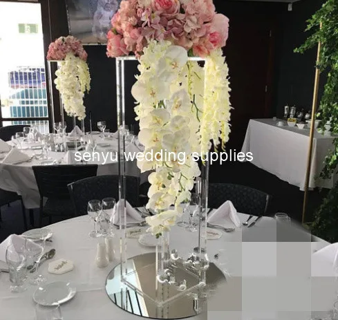 

10pcsNew style crystal acrylic candelabra with flower bowl wedding centerpieces and crystal flower stands senyu0445