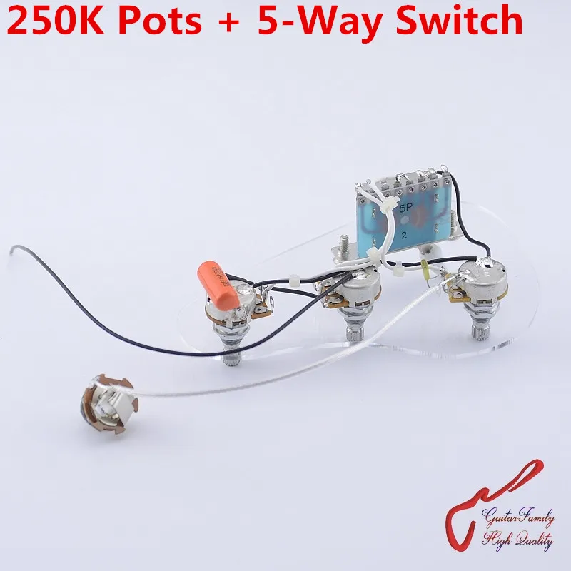 

1 Set GuitarFamily Electric Guitar Wiring Harness ( 3x 250K Pots + 5-Way Switch + Jack ) ( #1155 )