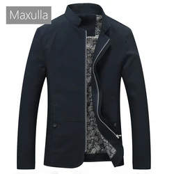 Maxulla Spring Autumn Mens Business Zipper Jacket Casual Men Outwear Stand Collar Windbreaker Trench Coats Clothing