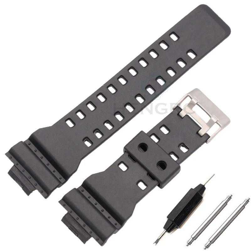 16mm PU Watch Band Strap Replacement Black Waterproof Watchbands Accessories For GA-110 / GA-100 / GA-120 / GA-200