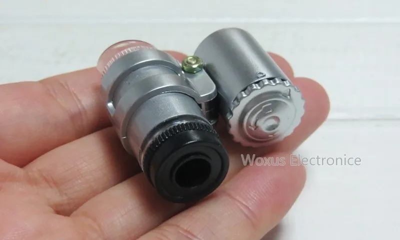 Mini Pocket 45X กล้องจุลทรรศน์แว่นขยาย Handheld Jeweler Loupe พร้อมกระเป๋าหนัง Faux