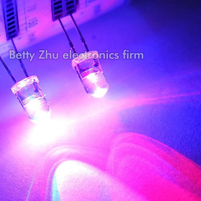 50PCS/LOT 5MM Round LED light-emitting diode flashes red and blue double flash mutual