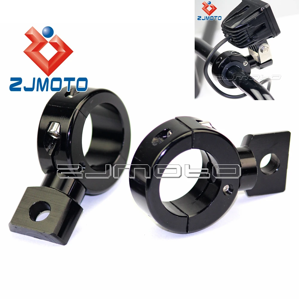 Black Chrome Aluminum Motorcycle 22mm 25mm 32mm Auxiliary Light Mount Bracket Spotlight Fog Light Holder Clamp 7/8\
