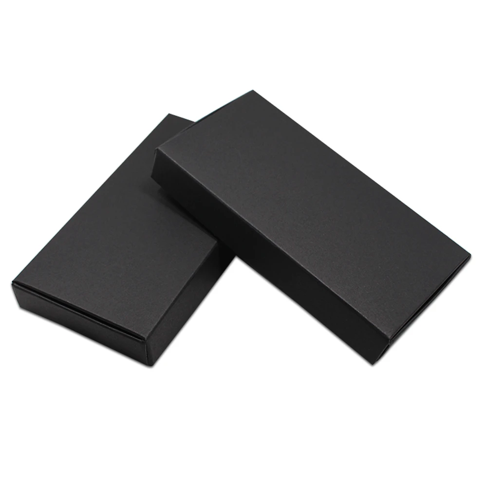 100PCS/ Lot Black Cardboard Paper Boxes Blank Kraft Paper Carton Box Folding DIY Soap Party Jewelry Crafts Gifts Packaging Box