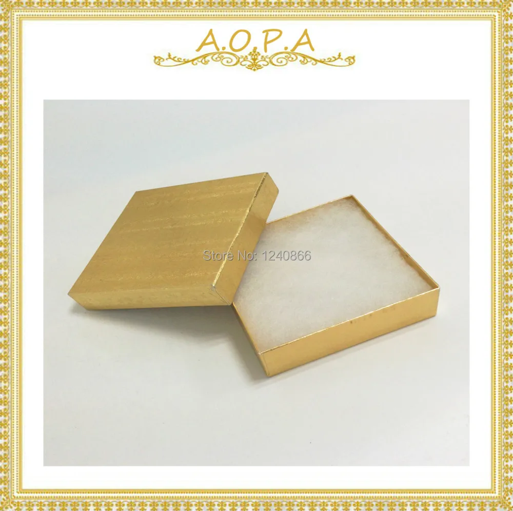 

#33 Gold foil cotton filled 50 pcs customized box for nice gift package all handmade paper box