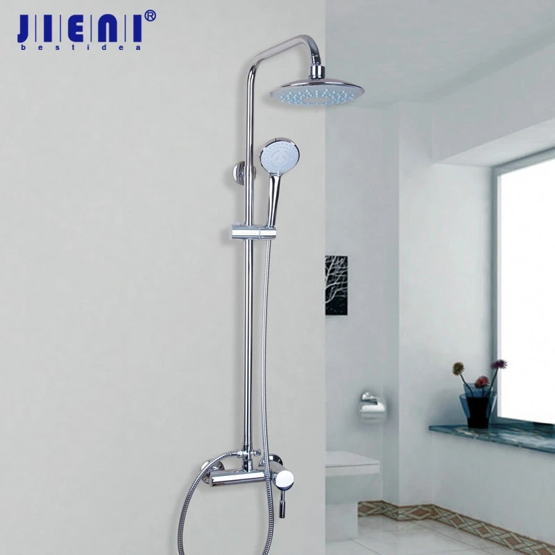 

Solid Brass Chrome Bathroom Wall Mounted Shower Faucet 8 Inch Shower Head Water Saving Nozzle Aerator High Pressure Shower Set