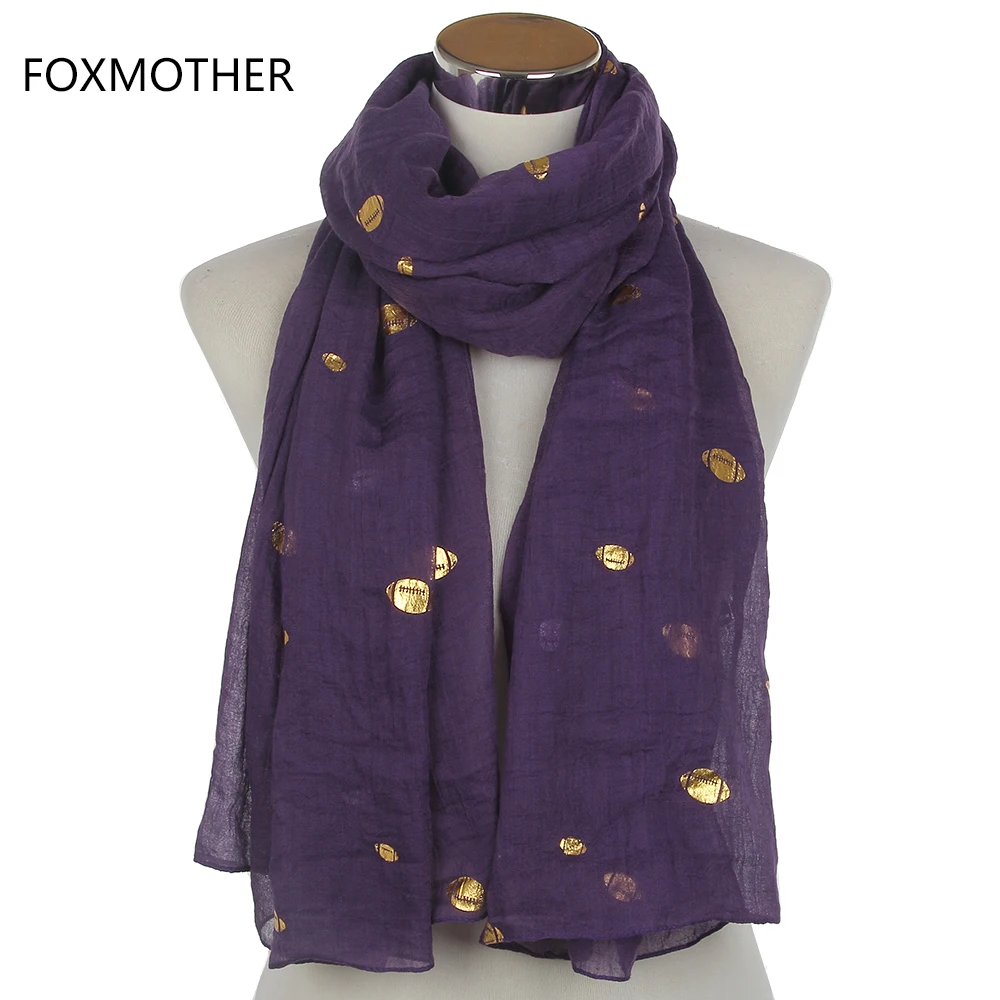 FOXMOTHER New Europe Design Black Purple Red Glitter Metallic Gold Foil Rugby Scarves Shawl Foulard Pashmina For Women Gifts