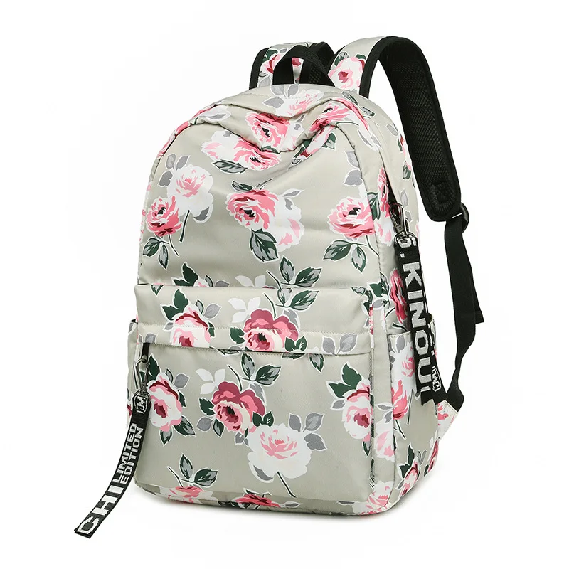 Fashion Water Resistant Nylon Women Backpack Flower Printing Female School Rucksack Girls Daily College Laptop Bagpack