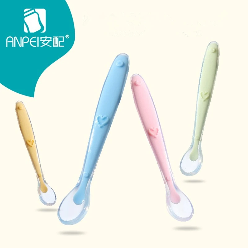 

Safety High Quality Baby Soft Silicone Feeding Spoon Tableware 4 Colors Infant Spoons Feeder Flatware For Kids Gift Feeding Tool