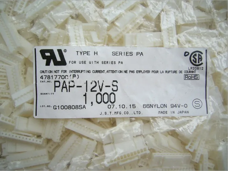 

PAP-12V-S CONN HOUSING PA 12POS 2MM WHITE Connectors terminals housings 100% new and Original parts