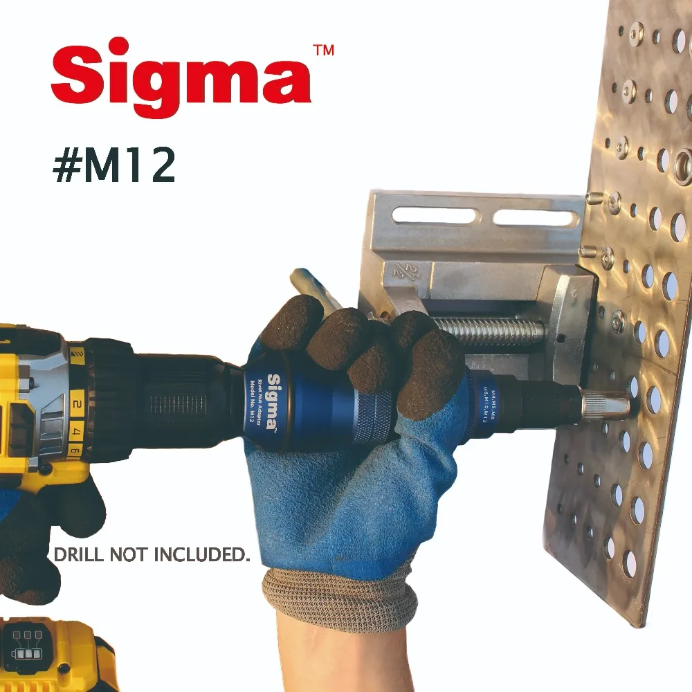 Sigma # m12ヘビーデューティーワイヤーリベットナットドリルアダプターコードレスまたは電動パワーツールアクセサリー代替エアリベットナットガン