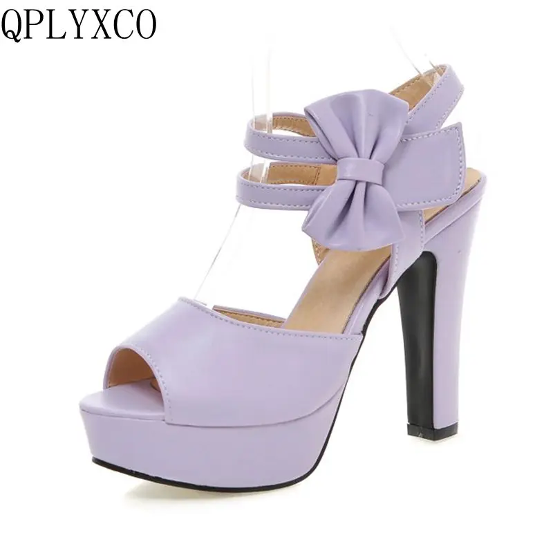 QPLYXCO Plus New Big Small Size 31-47 Peep Toe Ankle Strap High Heels(11.5CM) Sandals Platform Ladies wedding Shoes Woman 161-3