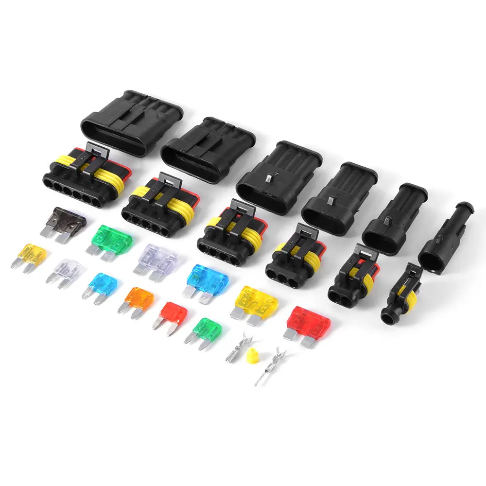 1 to 6 Way Waterproof Electrical Connectors Blade Fuse Crimper Set Kit