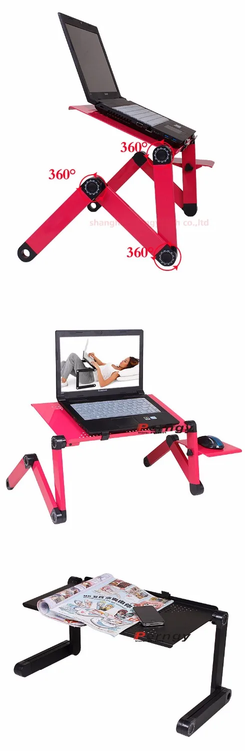 (senza ventola) Supporto per laptop in alluminio DL-LPT-1B da 42 cm sul letto da tavolo per uomo pigro senza ventola di raffreddamento