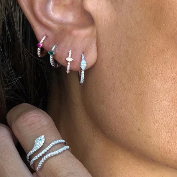 minimal minimalist geometric simple small tiny huggie hoops birthstone colorful women delicate cz earring