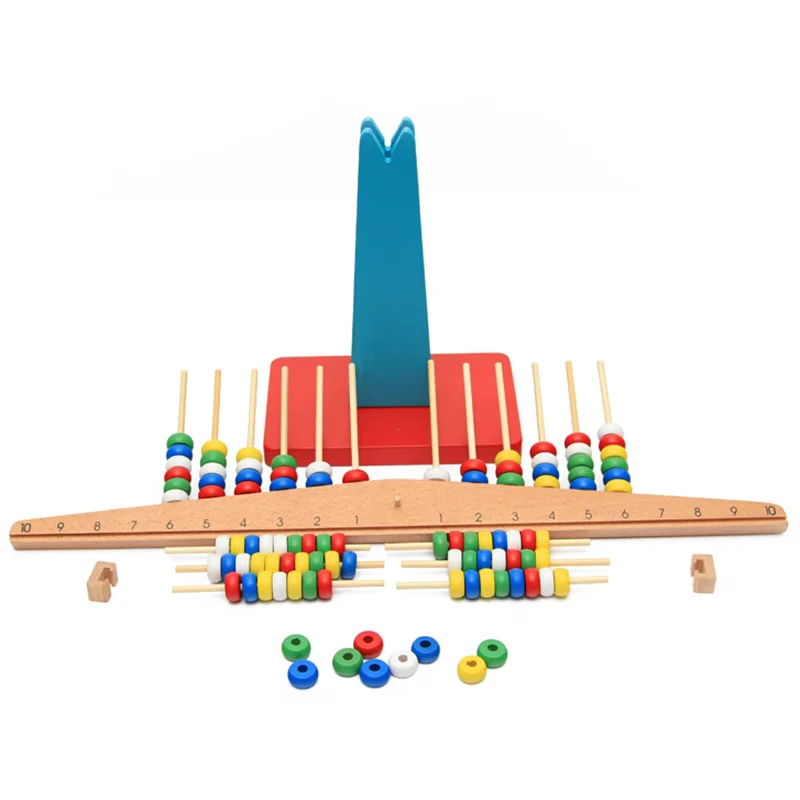 Montessori Baby Kids Toy Teaching Aids Wood Balance Beam Vertical Rods Stacking Scales Preschool Brinquedos Juguetes