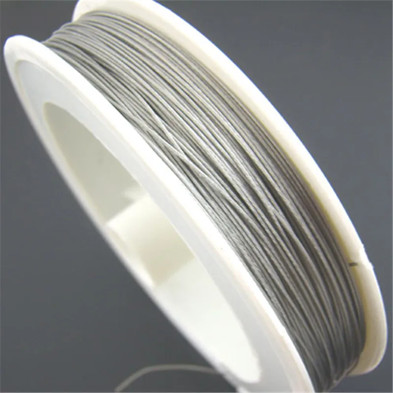 DoreenBeads 1Roll 50M Silver Color Tiger Tail Beading Wire Steel Wire For DIY Jewelry Making Findings Accessories 0.30-0.45mm