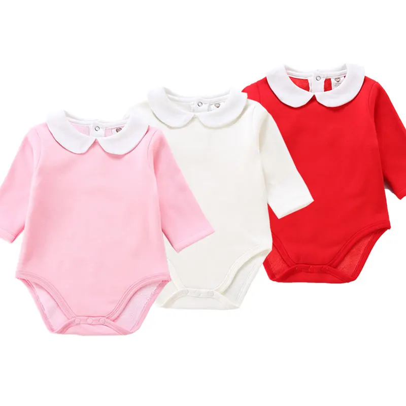 Baby clothes long sleeves thick warm baby bodysuit children girl clothes cute baby jumpsuit kids overalls peter pan collar neck