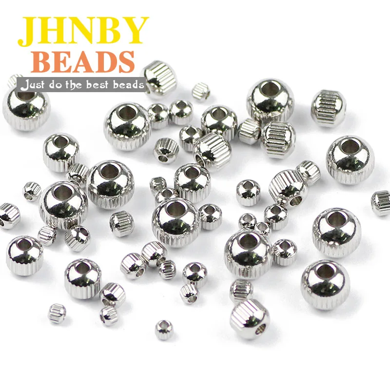 JHNBY 4 Styles Stainless Steel Spacer Beads Ball 3/4/6/8MM Metal Round Loose Beads For Jewelry Bracelets Making DIY Accessories - Detail 1