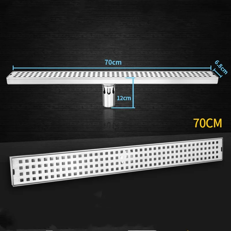 

27.5 Inch 700mm Linear Shower Drain Channel with Removable Grate,Brushed Stainless