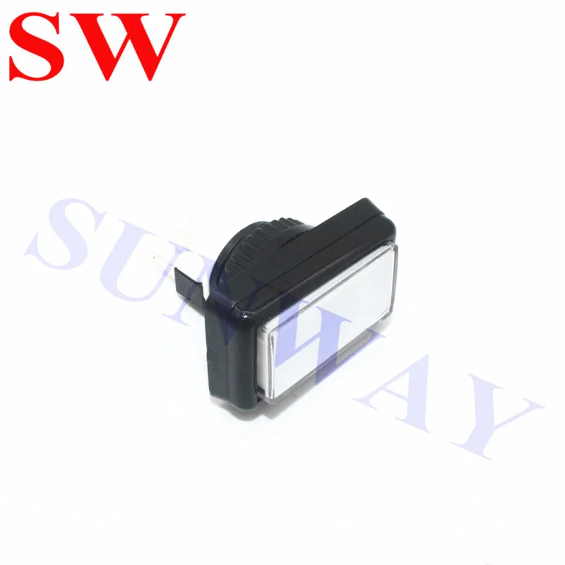 زر ضغط مستطيل مضاء أبيض 46 × 27 مللي متر ، 5 قطعة ، زر ضغط ممر 12 فولت مع مفتاح صغير لآلة ألعاب الأركيد