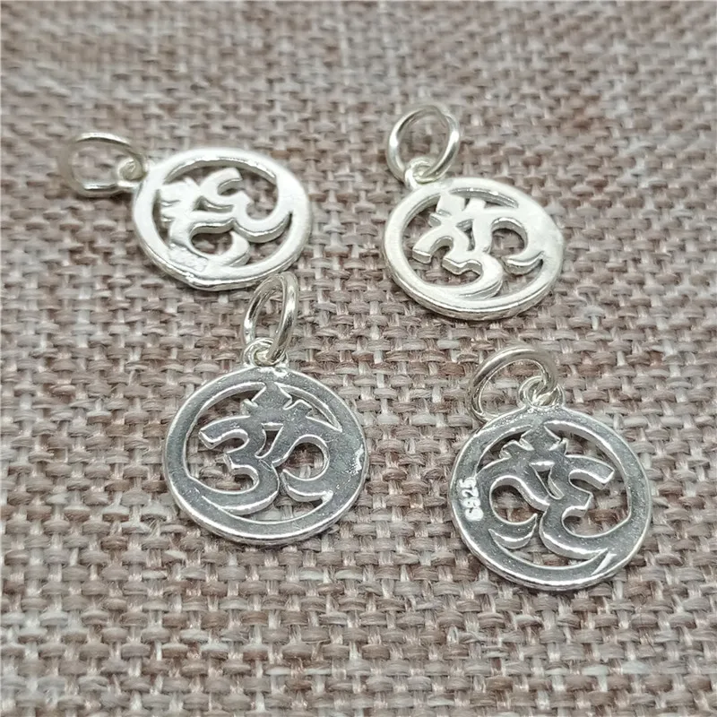 5pcs of 925 Sterling Silver OM Charms 11mm for Yoga Meditation Bracelet Necklace - Image 3