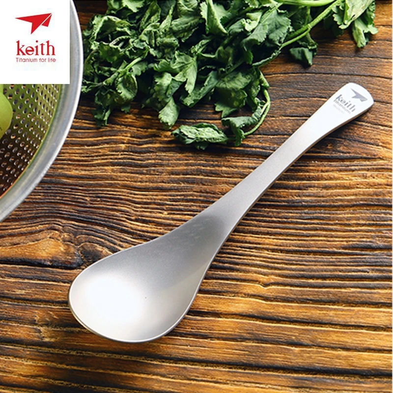 Keith Camping Titanium Spoon Outdoor Picnic Tableware Long-handled 170mm Lightweight Healthy Titanium Spoon Ti5204