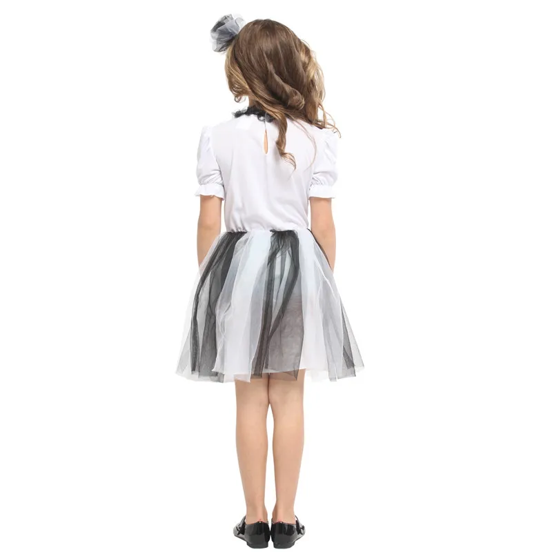 Meisjes Witte Spook Cosplay Kid Kinderen Halloween Hell Devil Fiend Eng Kostuum Carnaval Purim Toneelstuk Maskerade Feestjurk