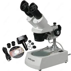 Binocular Stereo Coin Microscope--AmScope Supplies 10X-30X Binocular Stereo Coin Microscope + 1.3MP USB Camera