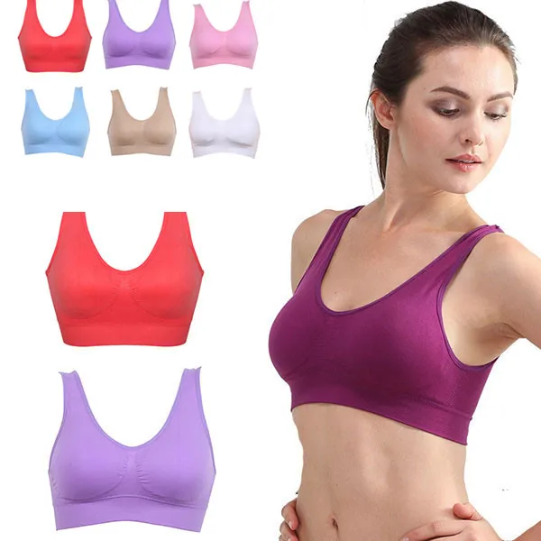 Women Girls Padded Wireless Seamless Bra Vest Tops Rimless Bras Plus Size