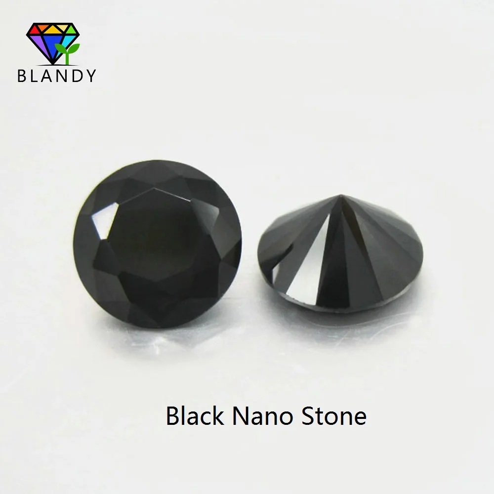 Wax Setting Black Nano Gems 50pcs/lot 3.25~8.0mm 5A Round Machine Cut Nano Black Stone Synthetic Gems For Heat Casting Jewelry