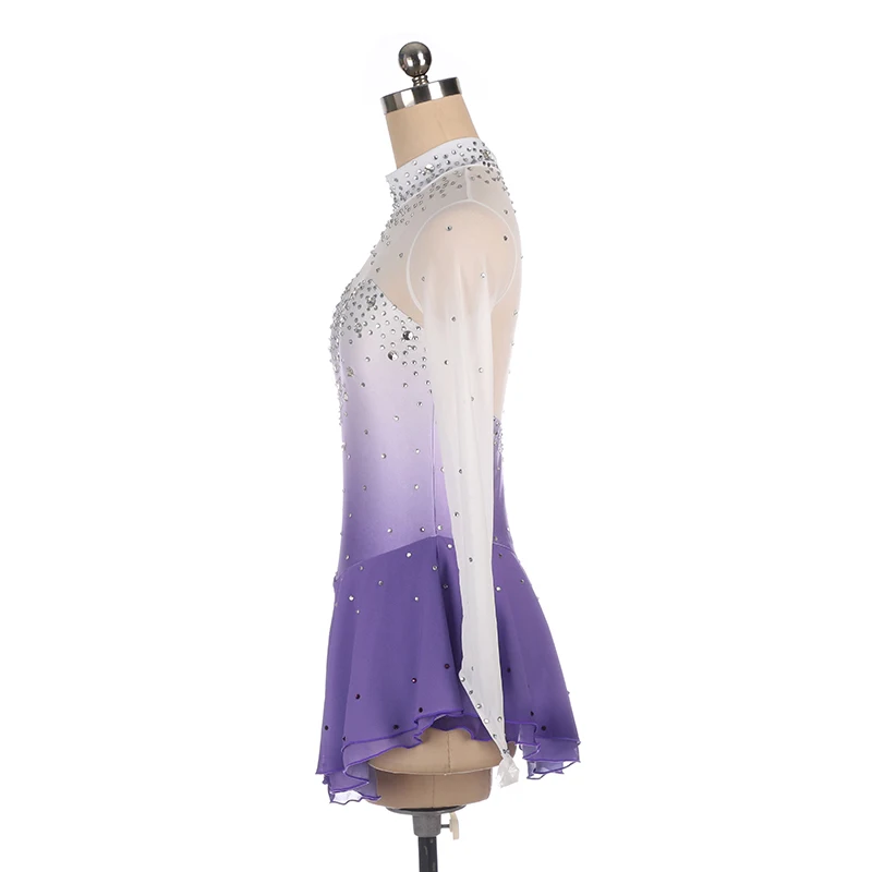 Nasinaya Figure Skating Dress Ice Skating Skirt for Girl Women Kids Customized Competition Performance Purple Gradient Shiny