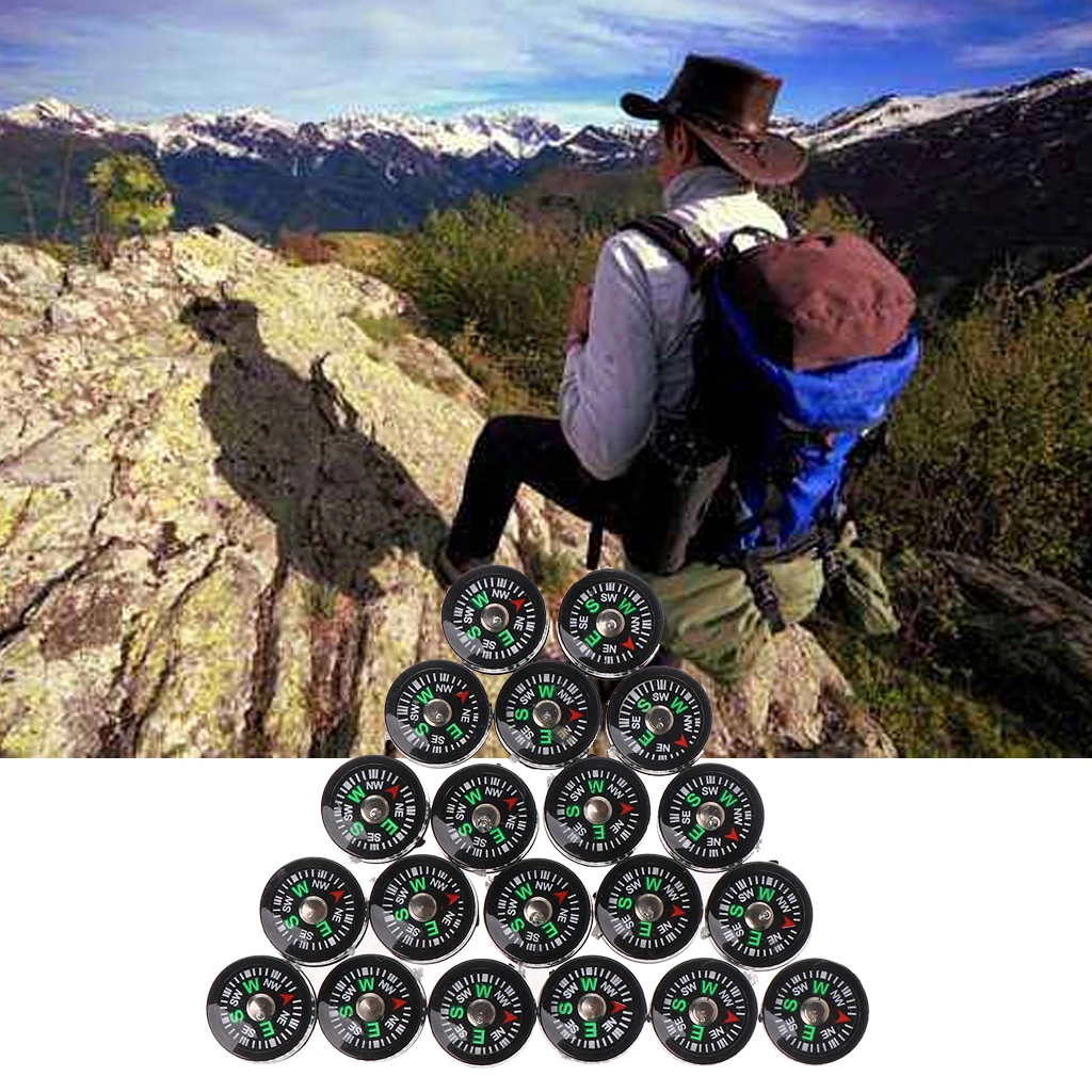 20Pcs 12mm Mini Small Pocket Button Survival Compasses For Hiking Camping Outdoor