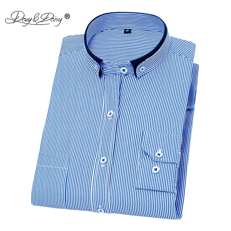 

DAVYDAISY 2020 New Arrival Men Shirt Long Sleeved Male Social Business Dress Shirt Slim Brand Work Shirt Man Brand Clothes DS245