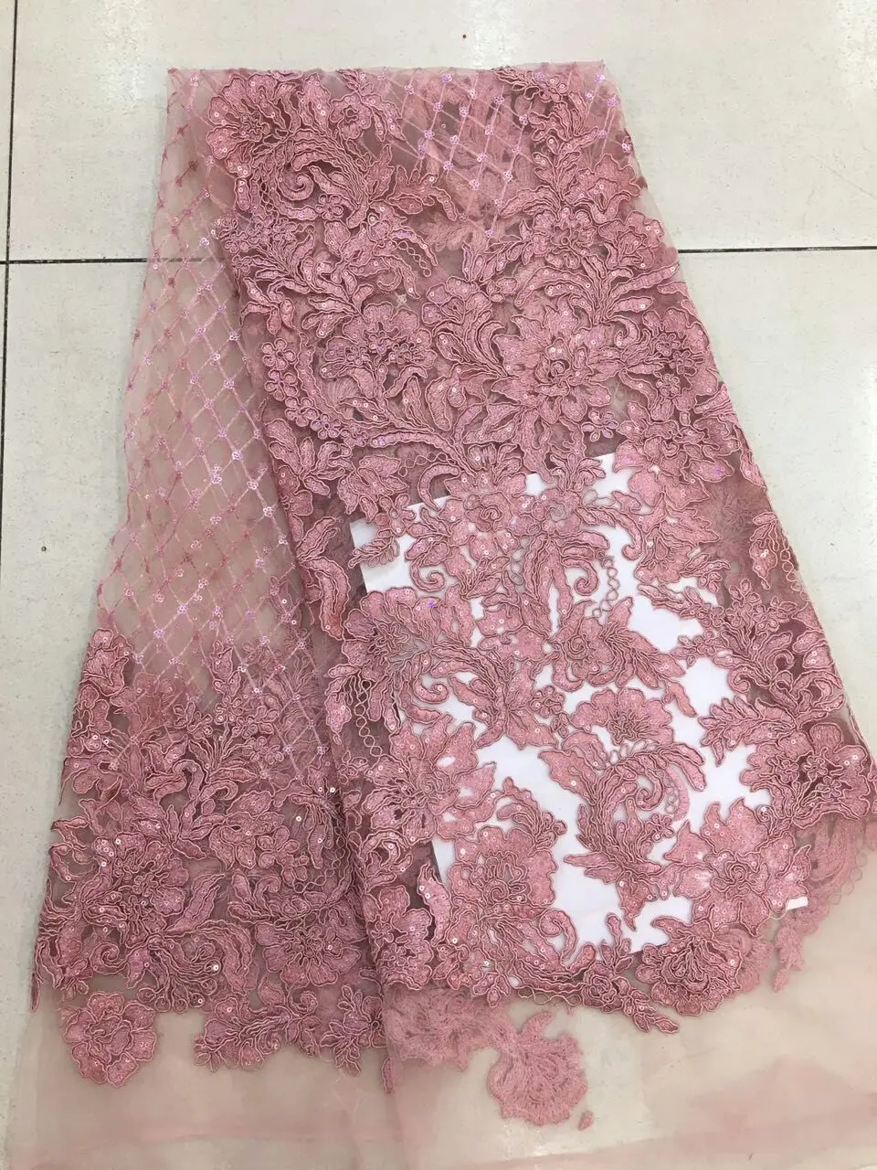 

aa1134 new african grid sequin flower newest best quality net mesh lace fabric for wedding party