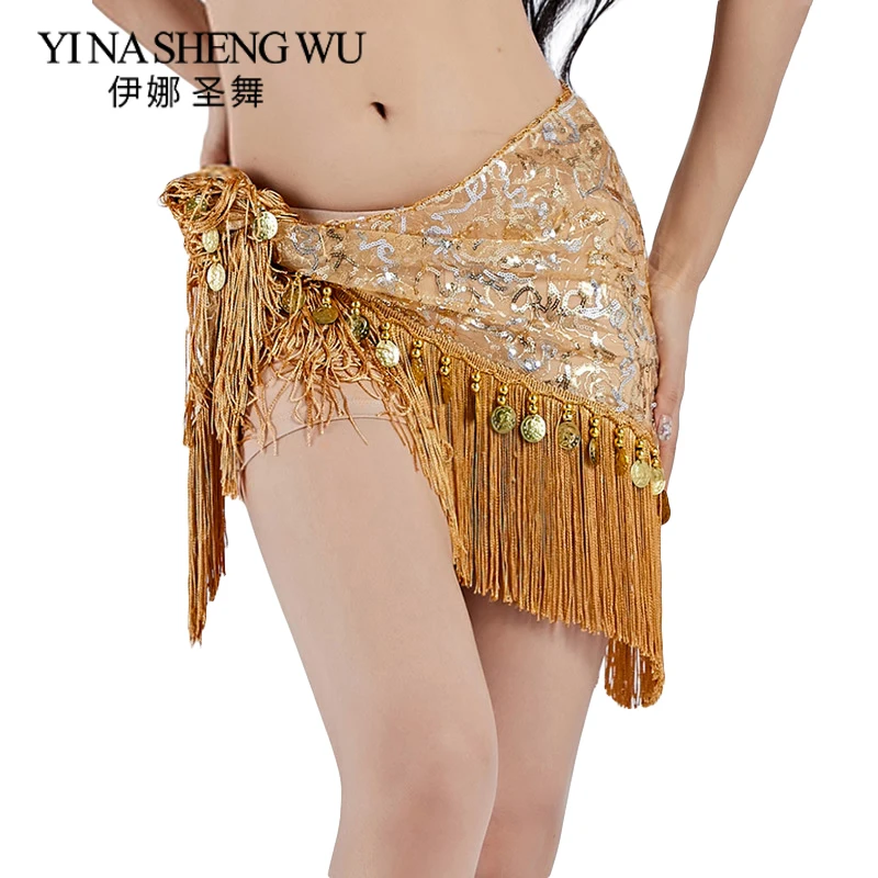 1pc Belly Dance Fringe Sequins Waist Chain Hip Scarf Dance Accessories Dense Fringes Sequins Triangle Mermaid Belt Belly Dancing