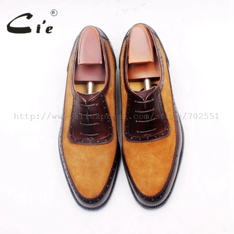 cie Custom Handmade Round Toe Brown Suede Matching Genuine Calf LeatherDark Brown Men\'s Oxford Shoe  No.OX712 adhesive craft