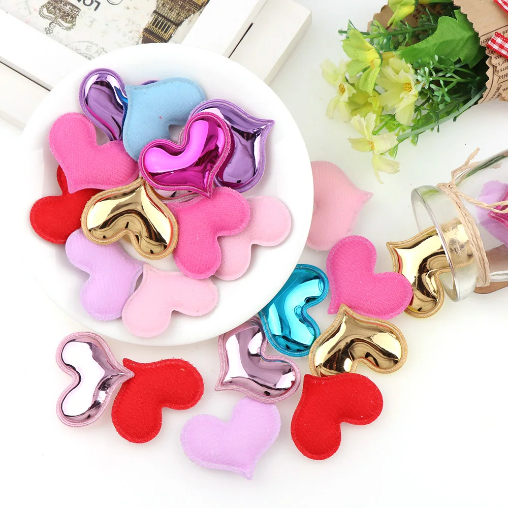 12PCS Mix Color PU Fabric Patches Padded Heart Crown Star Shape Felt Garment Appliques For Decoration DIY Hair Accessories